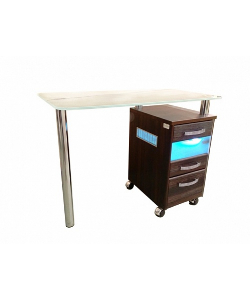 Стол маникюрный с 1 тумбой, со стеклянной столешницей и УФ-блоком "МЦ-051"